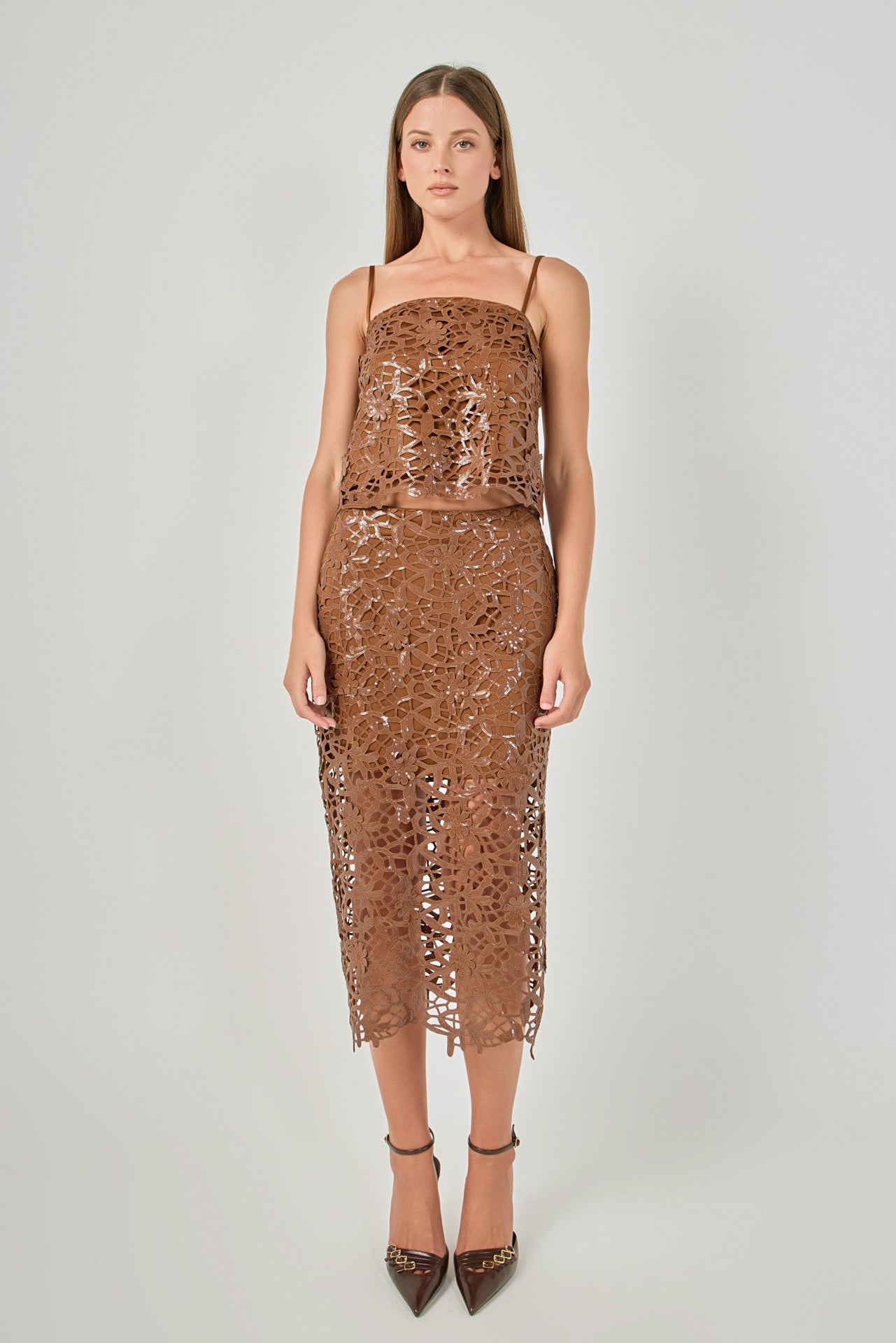 Sequin Floral Lace Set