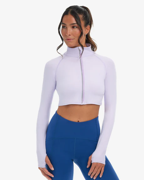LAVENDER WOMEN'S FULL ZIP CROP TOP