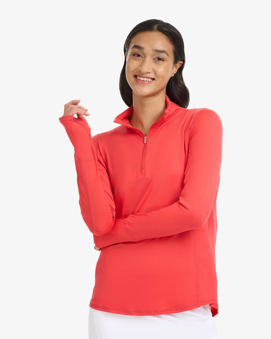 LAVA RED WOMEN'S MOCK ZIP TOP RELAXED