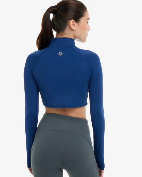 NAVY WOMEN'S FULL ZIP CROP TOP