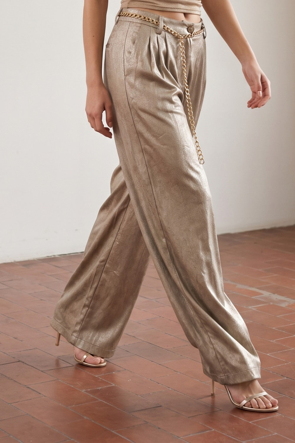 Shimmering Pleated Pants