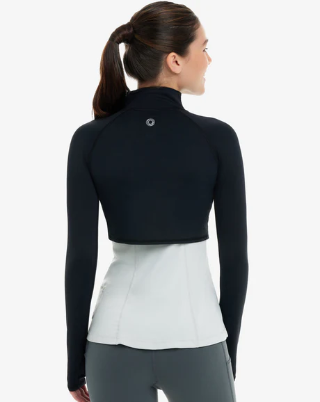 BLACK WOMEN'S FULL ZIP CROP TOP