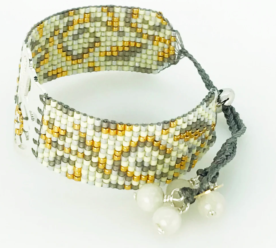 White Hamsa Medium 18kt. Gold